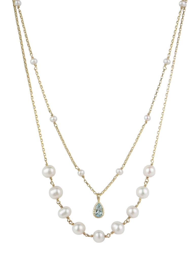 Blue Topaz and Pearl Necklace