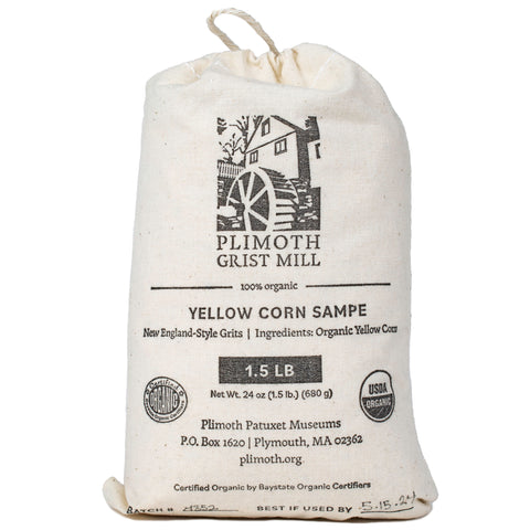 Plimoth Grist Mill Organic Local Yellow Corn Sampe - 1.5 lb Bag