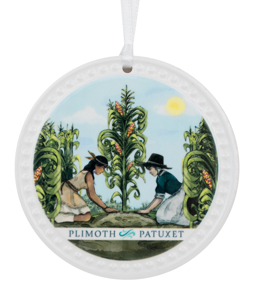 Planting Corn Ceramic Ornament