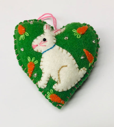 Bunny Felt Heart Ornament