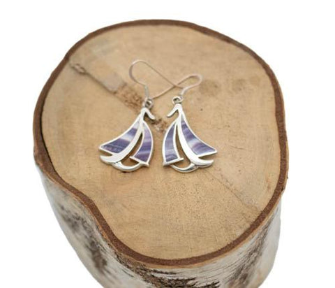 Sailboat Wampum Dangle Earrings