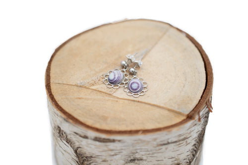 Wampum Round Laced Dangle Earrings