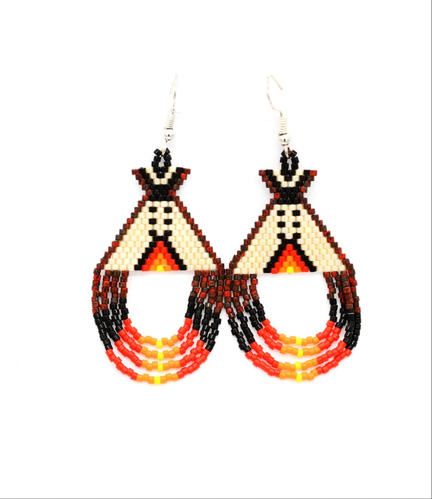 Beaded Oval Drop Earrings