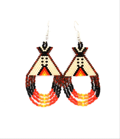 Beaded Oval Drop Earrings