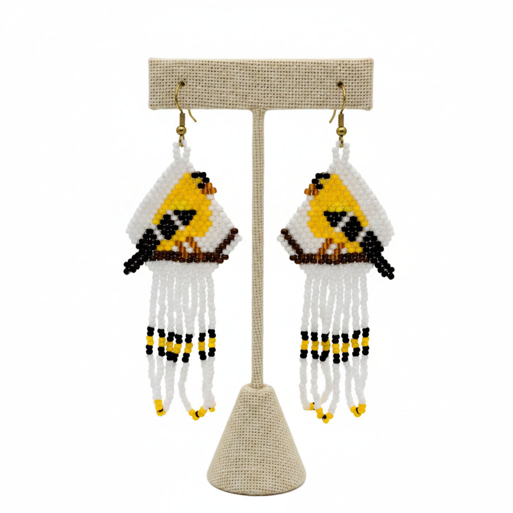 Beaded Dangle Finch Earrings