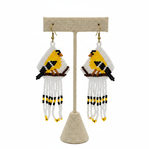 Beaded Dangle Finch Earrings