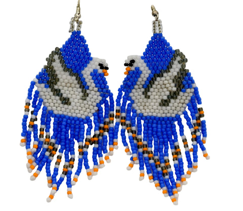 Beaded Dangle Swan Earrings
