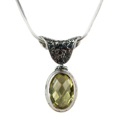 Lemon Quartz and Sterling Silver Necklace