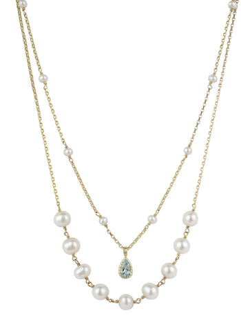 Blue Topaz and Pearl Necklace