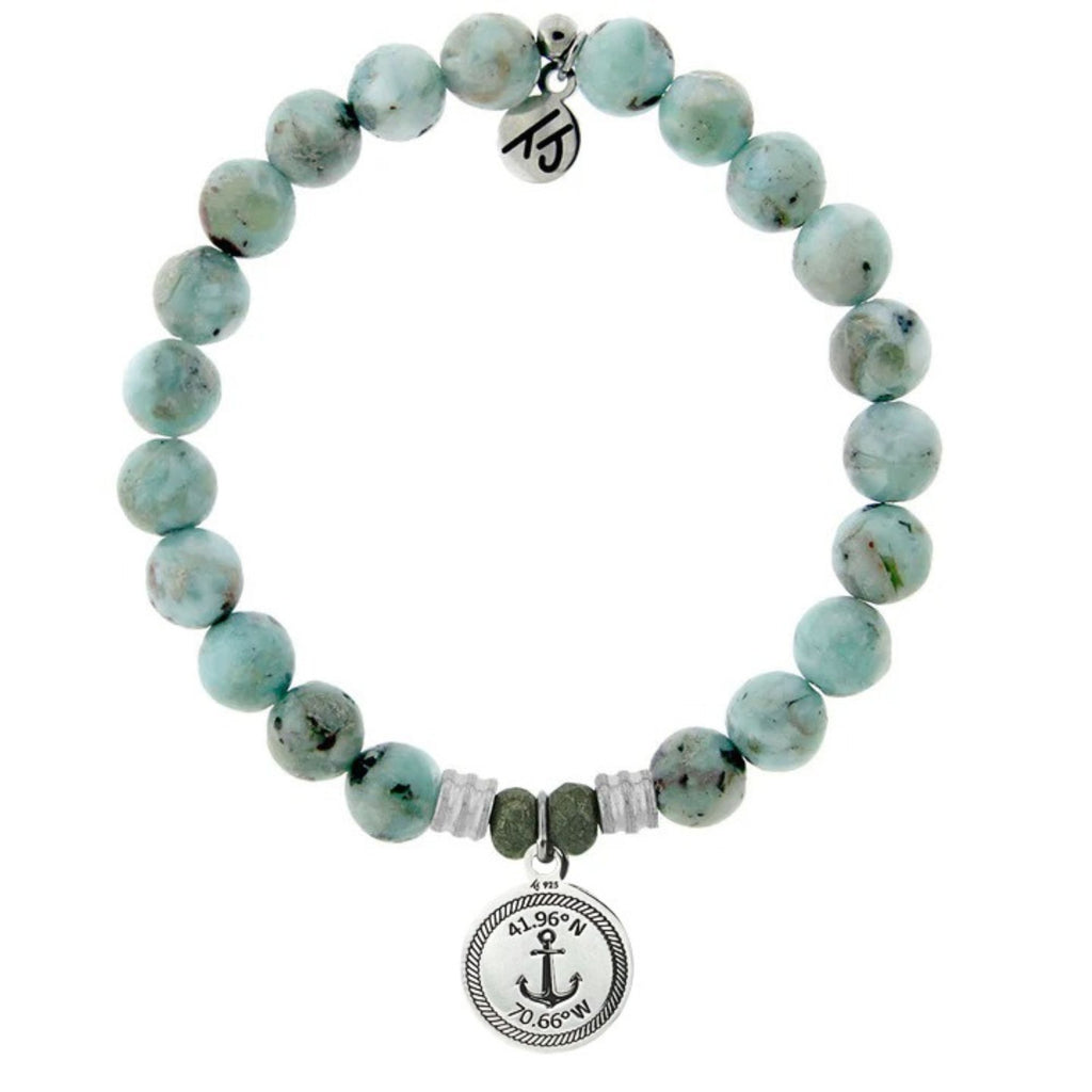 Larimar Gemstone Bracelet with Plymouth Charm