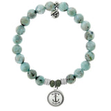 Larimar Gemstone Bracelet with Plymouth Charm