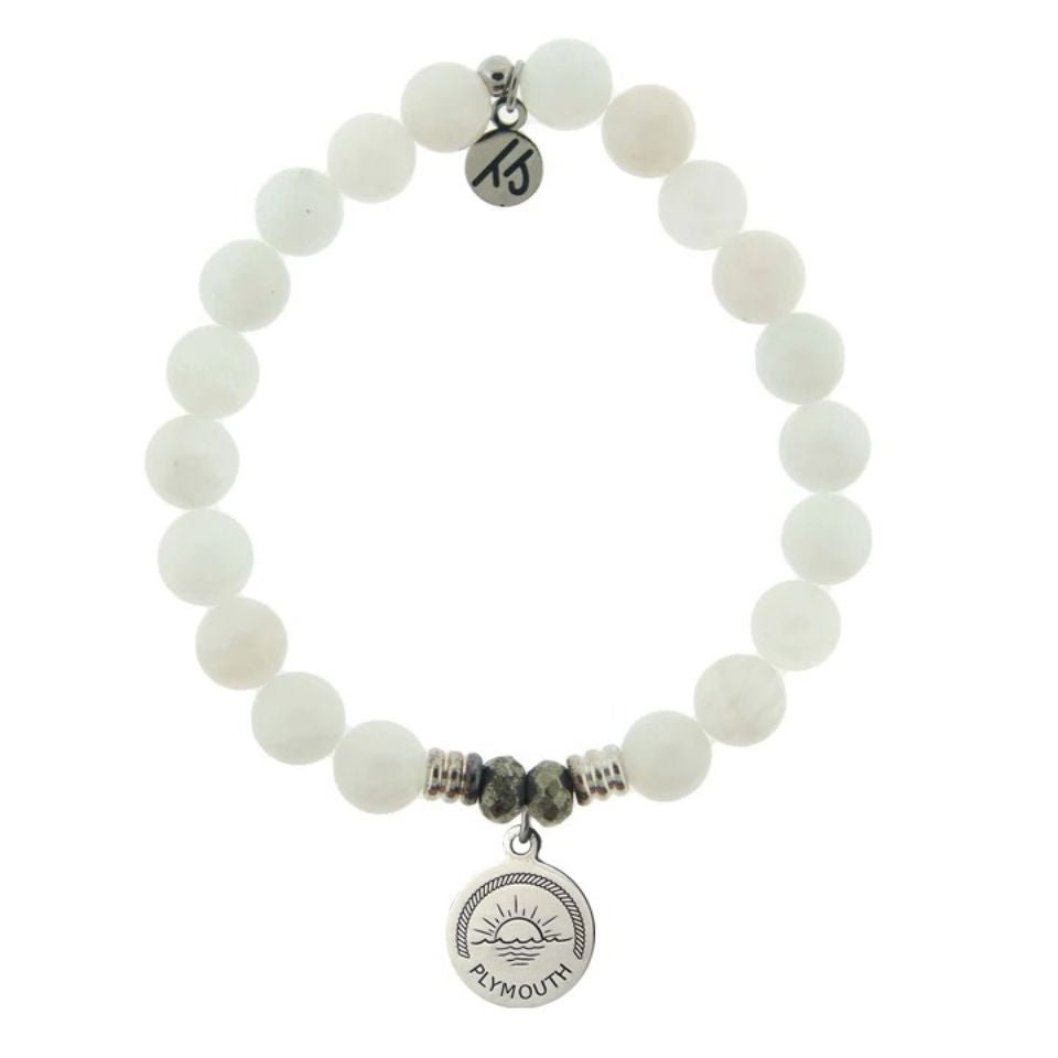 Moonstone Gemstone Bracelet with Plymouth Charm