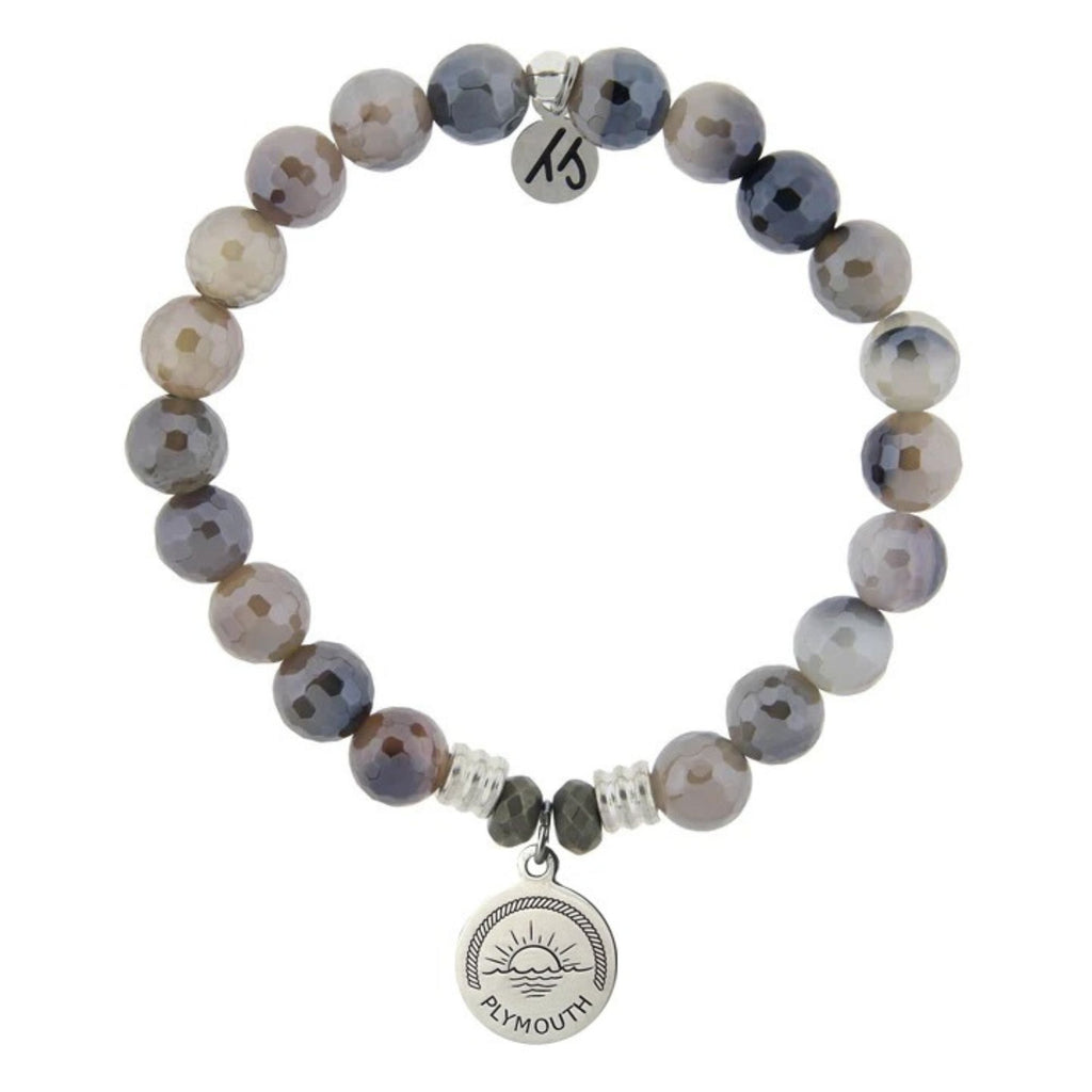 Storm Agate Gemstone Bracelet with Plymouth Charm