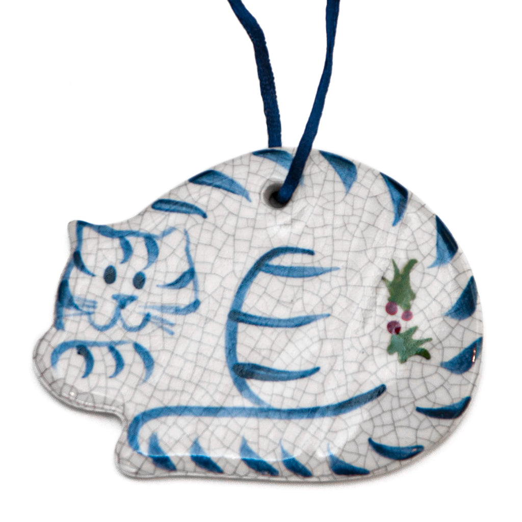 Ceramic Cat Curled Up Ornament
