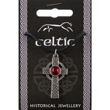 Cross Interlaced Gem Pendant - Pewter