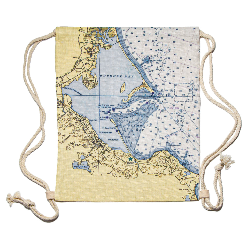 Plymouth Map Drawstring Bag