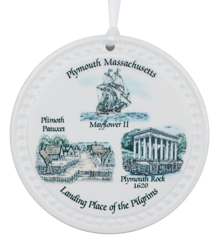 Plymouth Collage Ceramic Ornament