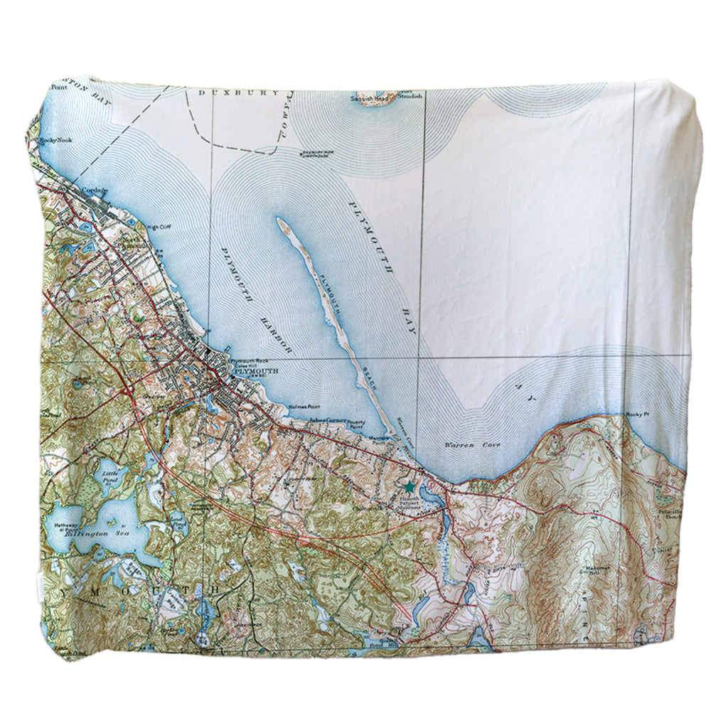 Plymouth Map Throw Blanket