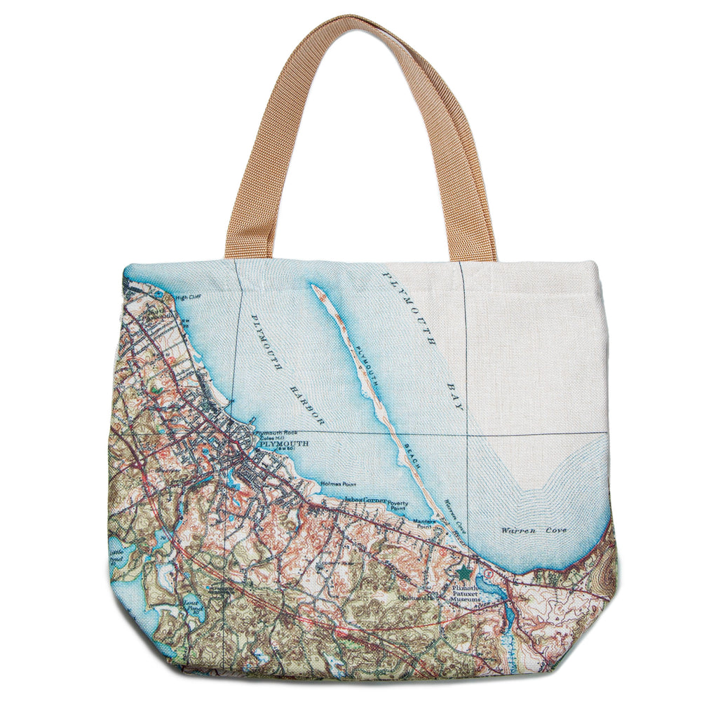 Plymouth Map Canvas Tote