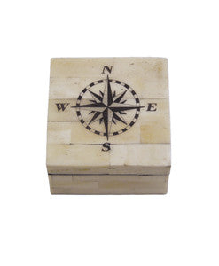 Compass Rose White Bone Box