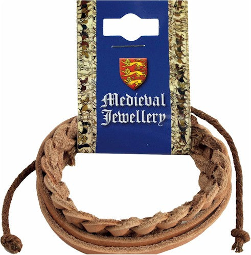 Medieval Brown Leather Plaited Bracelet