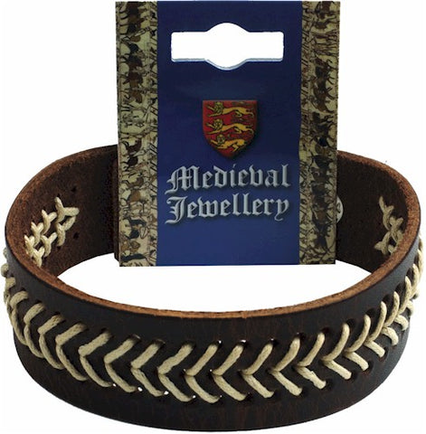 Medieval Stitched Leather Stud Bracelet