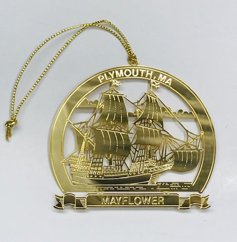 Plymouth, MA Mayflower Brass Ornament