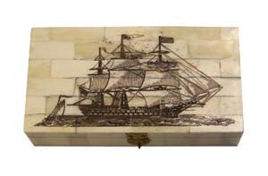 Ship Of The Line Scrimshaw Bone Box