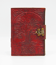Tree of Life Leather Embossed Journal with Metal Lock