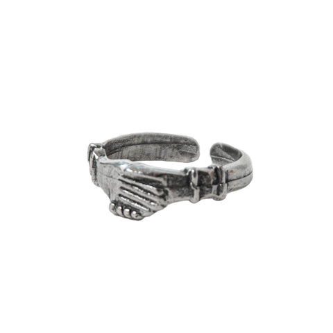 Clasped Hand Ring - Pewter