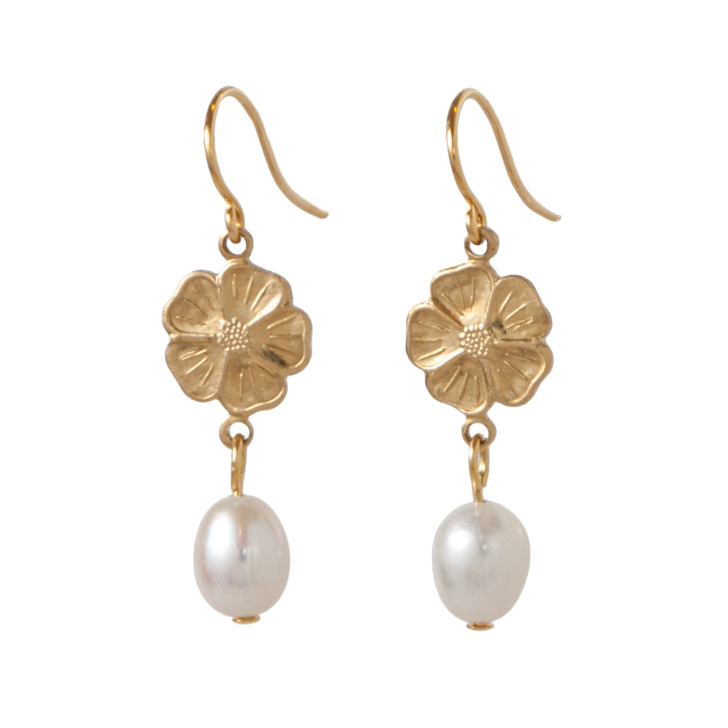 Flower Earrings with Pearls