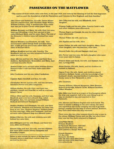 Mayflower Passenger List - Broadside