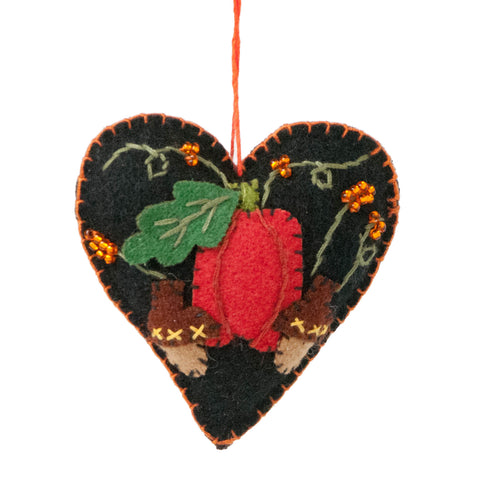 Pumpkin Felt Heart Ornament
